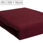 Einzelbett Luxus Frottee Fixleintuch, 80% Baumwolle, 20% Mikrofaser, bordeaux, 90 x 200 cm