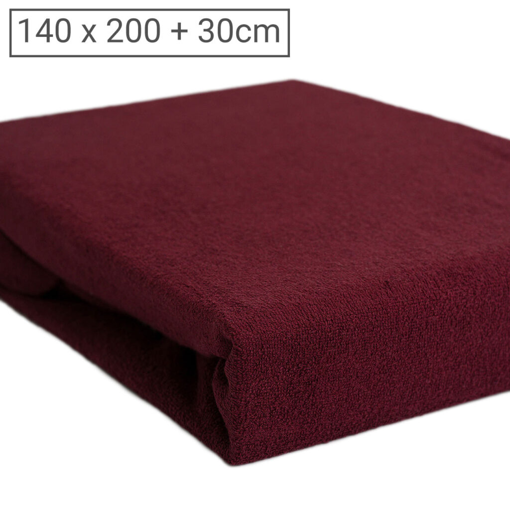 Doppelbett Luxus Frottee Fixleintuch, 80% Baumwolle, 20% Mikrofaser, bordeaux, 140 x 200cm