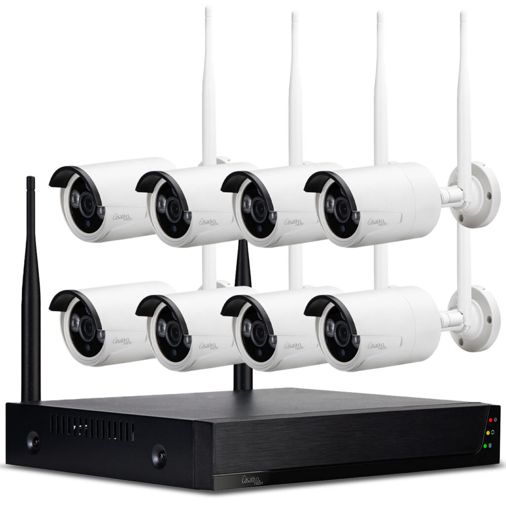 Profi Funk-Überwachungssystem, 8 QHD-Kameras & HDD-Rekorder, App-Fernzugriff