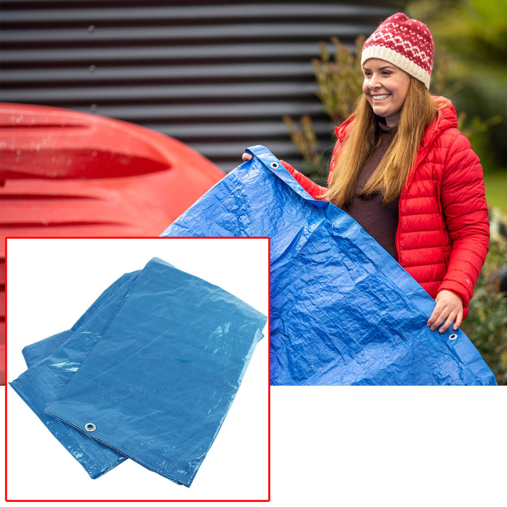 Abdeckplane mit stabilen Metallösen, blau, 2,6 x 3,3 m