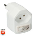 Stromspar-Steckeradapter mit Kinderschutz und Netzschalter Stromspar-Steckeradapter mit Kinderschutz und Netzschalter