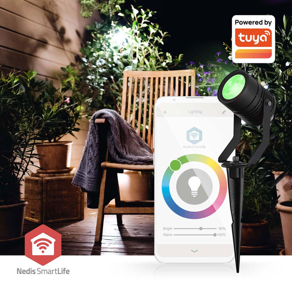3er-Set SmartLife Gartenstrahler, Wifi Gartenleuchte mit Erdspiess, RGB, IP65, App, 3x 3 W