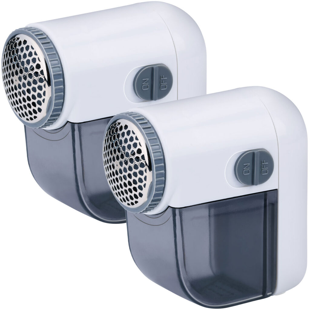 2er-Set Mini-Fusselrasierer mit Auffangbehälter, batteriebetrieben