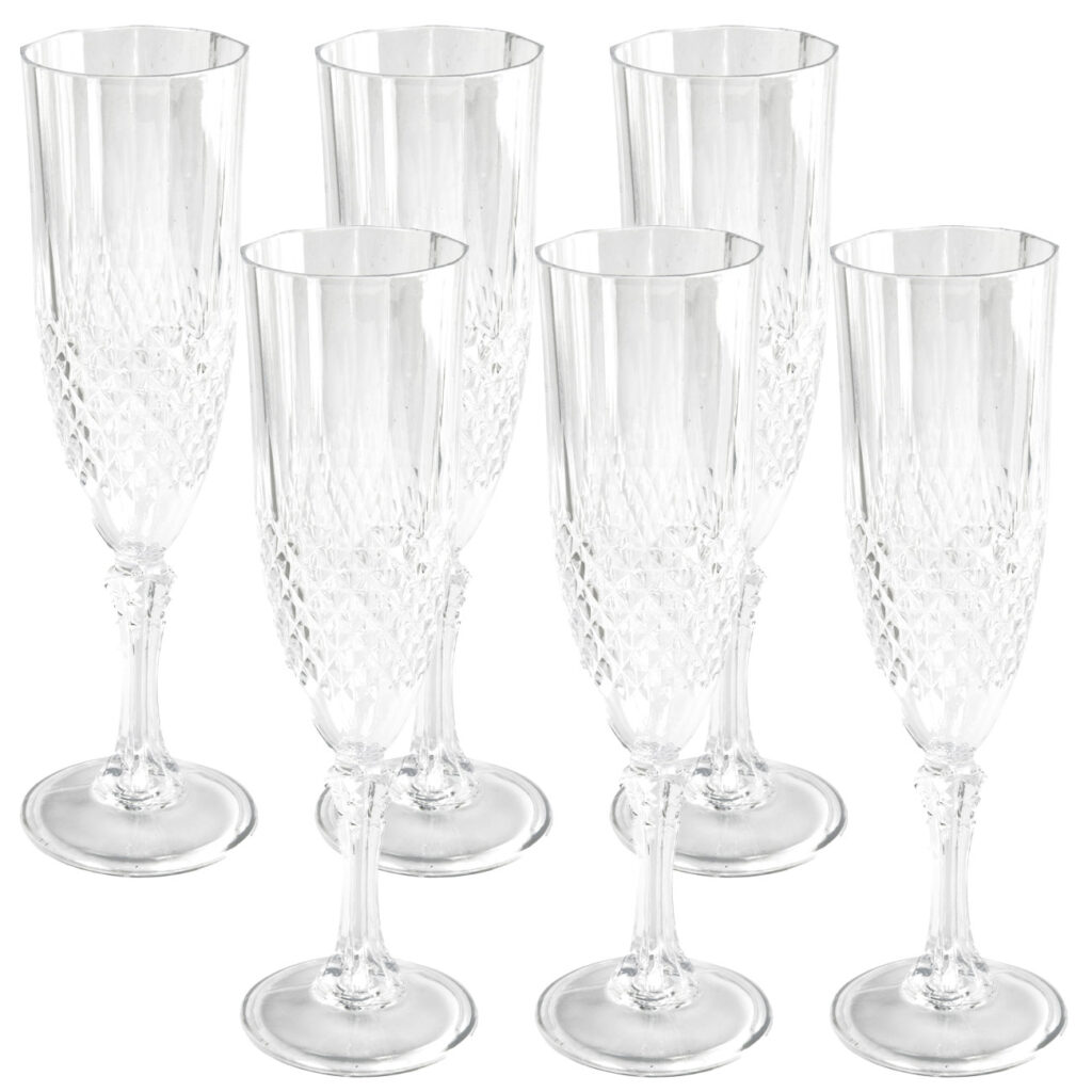 Champagnergläser aus Kunststoff mit Kristalleffekt, 6 Stück