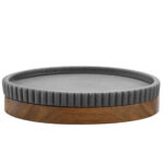 Seifenschale, anthrazit, mit Akazienholzstreifen 14 x 9,5 cm Seifenschale, anthrazit, mit Akazienholzstreifen 14 x 9,5 cm