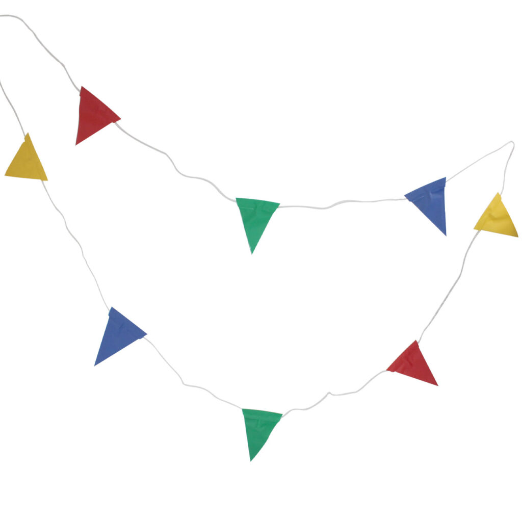 Flaggengirlande mit LED-Lichtern, bunt, 10 Flaggen, IPX4