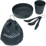 Camping-Geschirr, 5-teilig mit Transportbeutel, schwarz Camping-Geschirr, 5-teilig mit Transportbeutel, schwarz