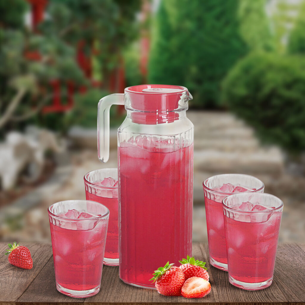 Glaskrug und 4x Trinkgläser im Set