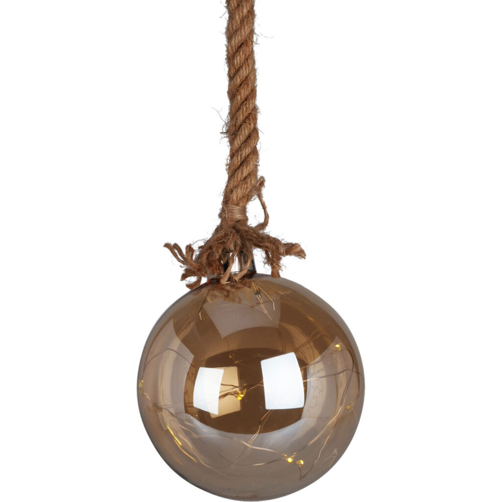 Weihnachtskugel zum Aufhängen, warmweiss/bernsteinfarben, 15 LED, Timer. Ø 12 cm