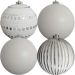 Weihnachtskugeln, 4 Stk., weiss, Ø 15 cm, 3 verschiedene Designs Weihnachtskugeln, 4 Stk., weiss, Ø 15 cm, 3 verschiedene Designs