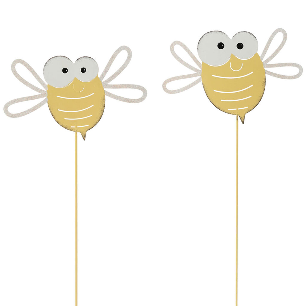 2er Set Gartenstecker Biene aus Metall, 71 & 52 cm