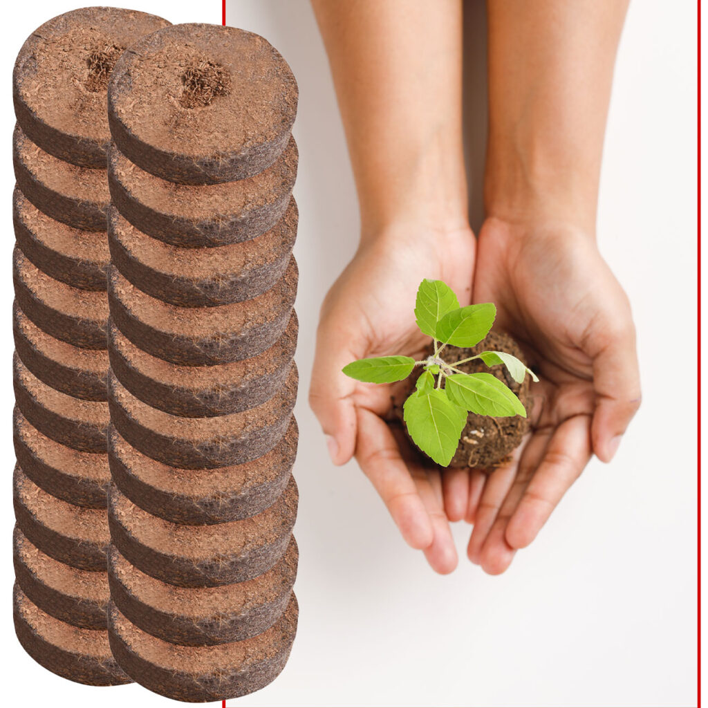 20er-Set Kokos-Quelltabletten für die Pflanzenanzucht, biolog. abbaubar