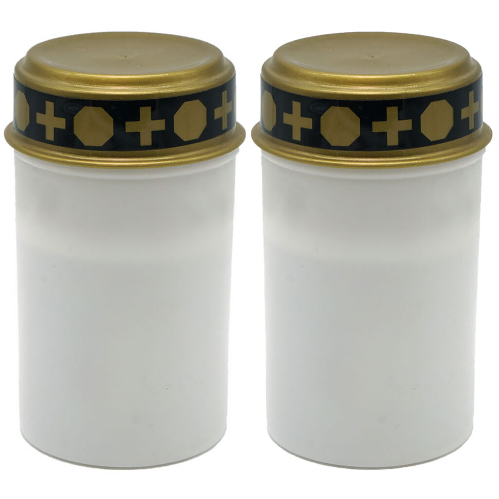 2er-Set LED-Grablicht, batteriebetrieben, weiss-matt, Friedhofskerze