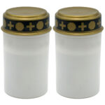 2er-Set LED-Grablicht, batteriebetrieben, weiss-matt, Friedhofskerze