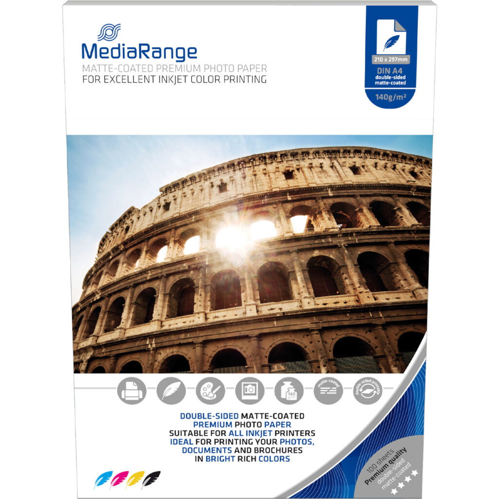 Professionelles A4 Fotopapier für Tintenstrahldrucker, 140g/m², matt, 100 Stück