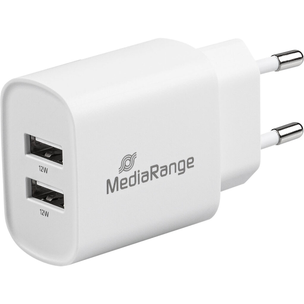 USB-Netzteil mit 2 USB-A Anschlüssen, 12W, weiss