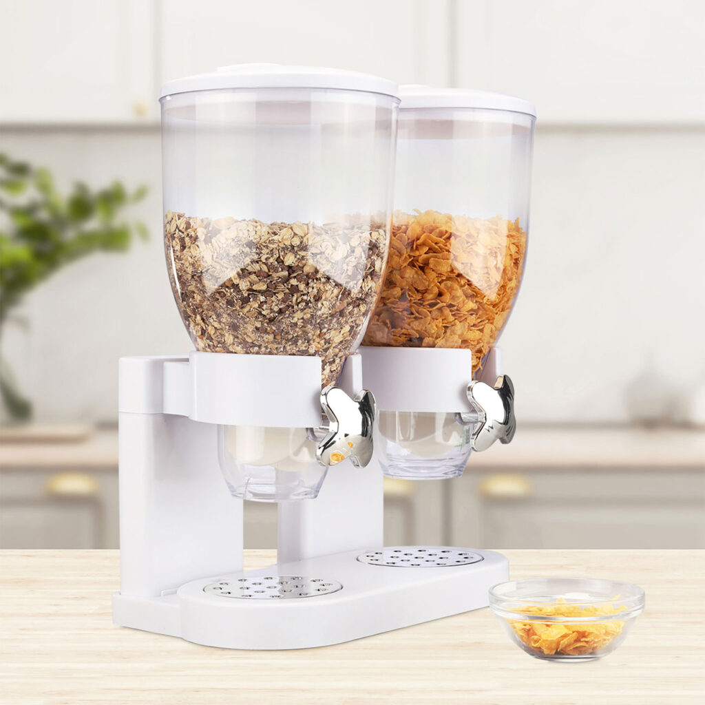 Müslispender mit 2 Behältern je 3,5 L, weiss Müslispender mit 2 Behältern je 3,5 L, weiss