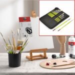 Pinsel-Set mit Aufbewahrungstasche, 12 Stk, Naturborsten, runde/flache Pinsel