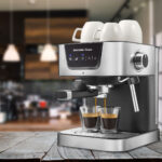 Profi Siebträger Kaffeemaschine, 19 bar, mit Milchschaumdüse, Edelstahl