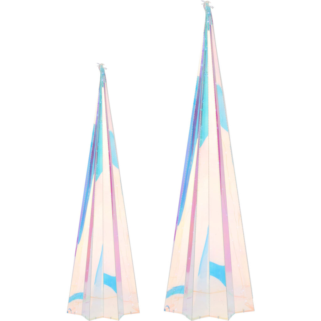 2er-Set Regenbogen-Pyramide mit sternförmigem Sockel, mit Micro-LED-Lichtern, 2 Grössen