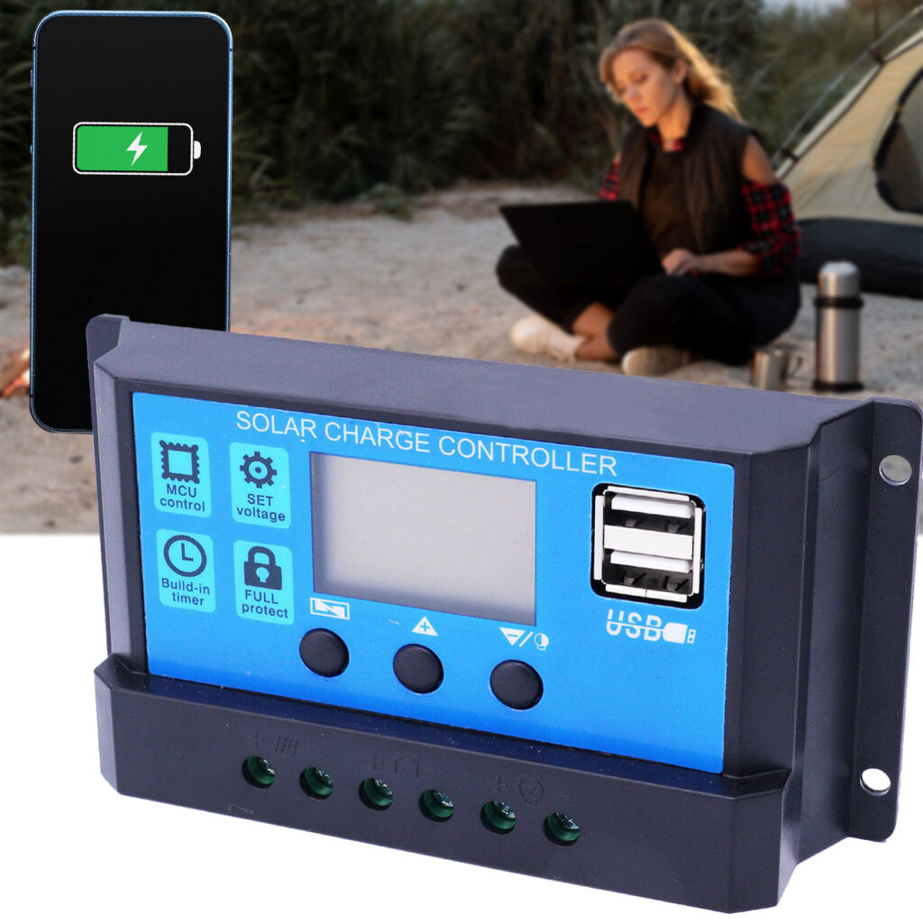 Solar-Laderegler für 12/24-V-Akkus inkl. 2 USB Ports und LCD Display