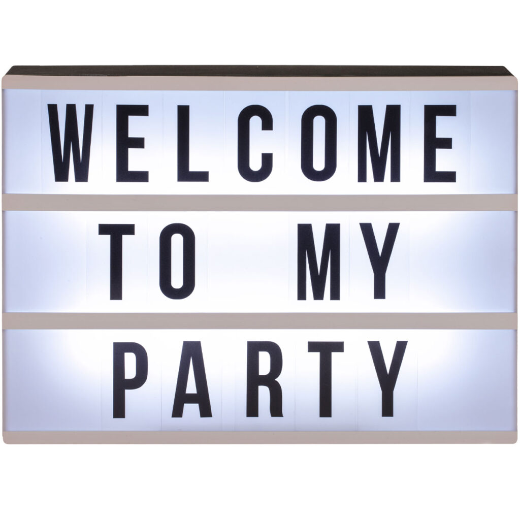 Leuchtkasten mit 84 Buchstaben & Zeichen, ca. 30 x 22 cm, weiss