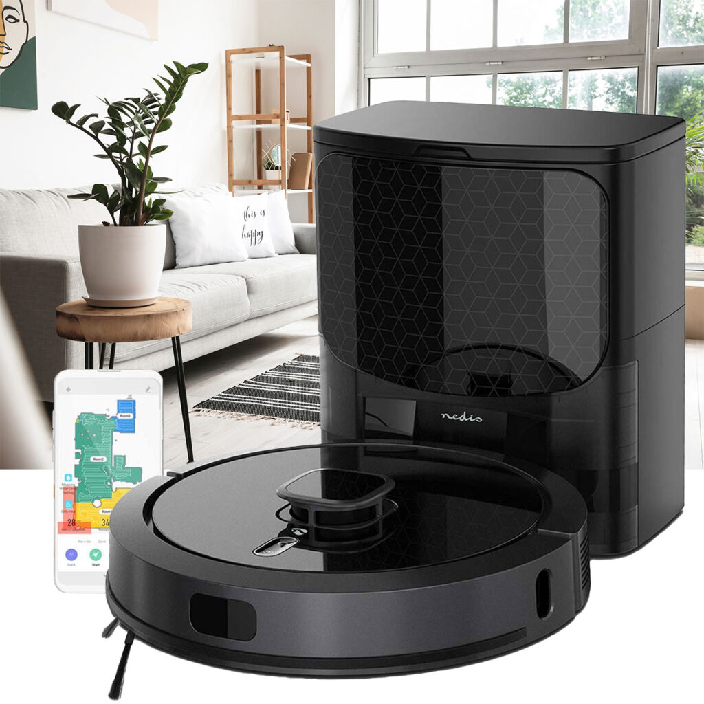 Saugroboter mit Wischfuntkion, SmartLife, App-Steuerung, Laser-Navigation, schwarz