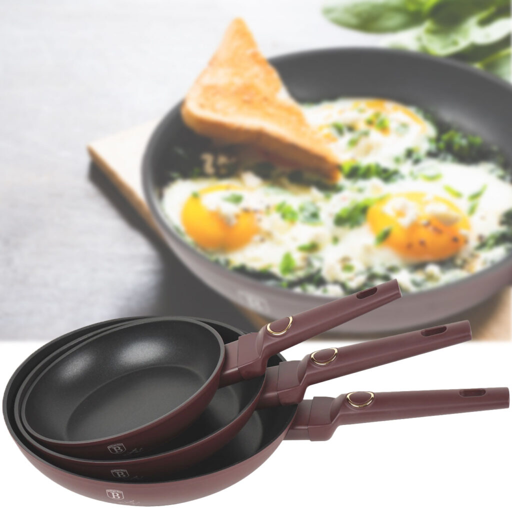 Bratpfannen-Set, 3 Stück, Ø 20/24/28cm, bordeaux