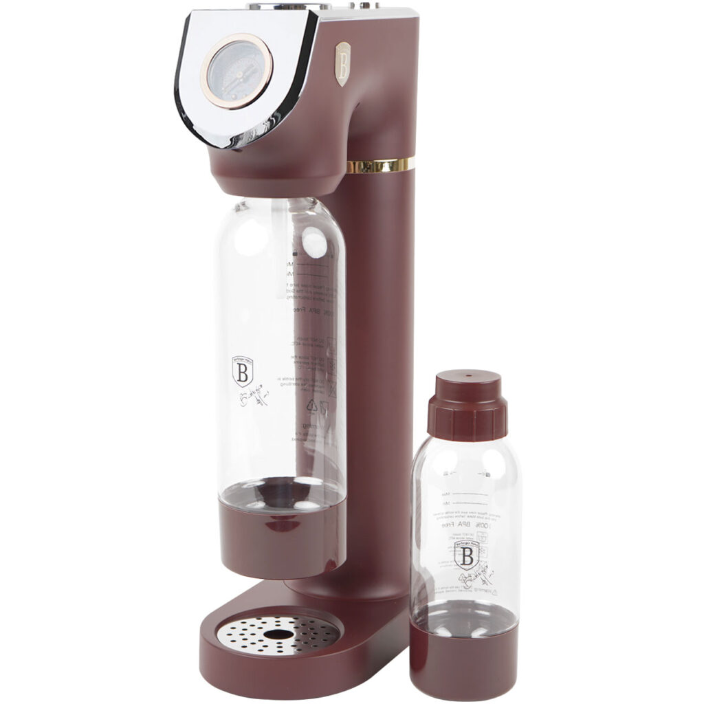 Design-Wassersprudler inkl. 2 Flaschen und Barometer, bordeaux