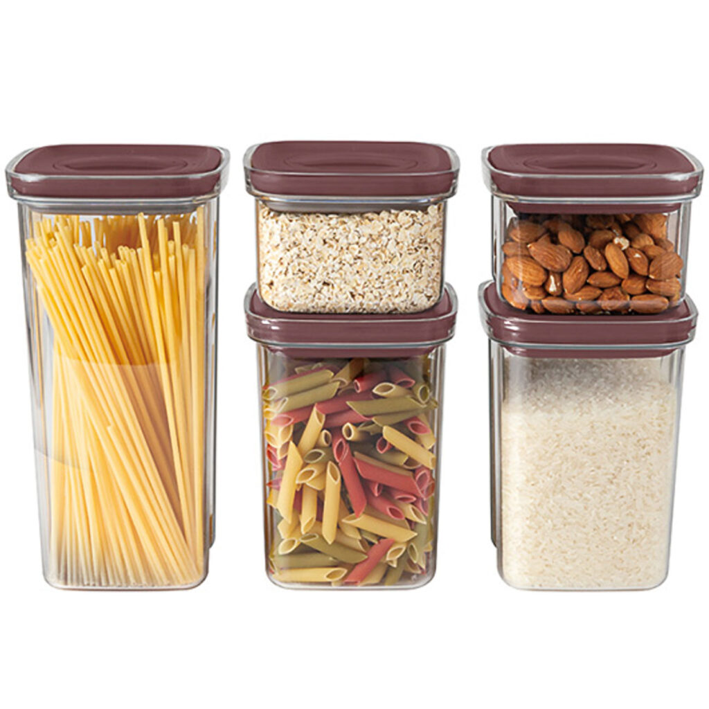 Design Vorratsdosen für Lebensmittel, 5-teilig, bordeaux