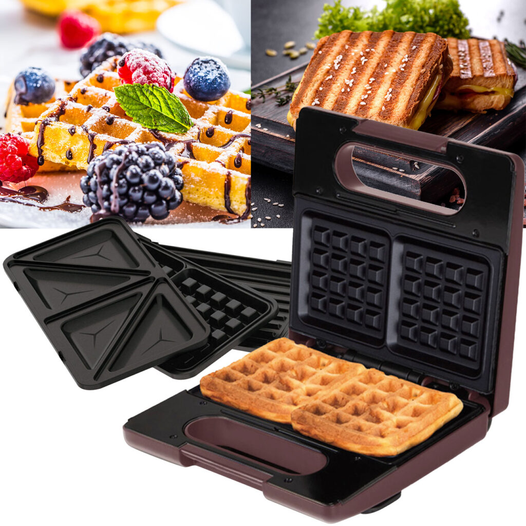 3in1 Sandwichmaker, Waffeleisen & Tischgrill, 780 W, bordeaux