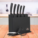 Design Messerset inkl. Messerhalter, Schneidebretter & Schere, 11-teilig, schwarz-roségold