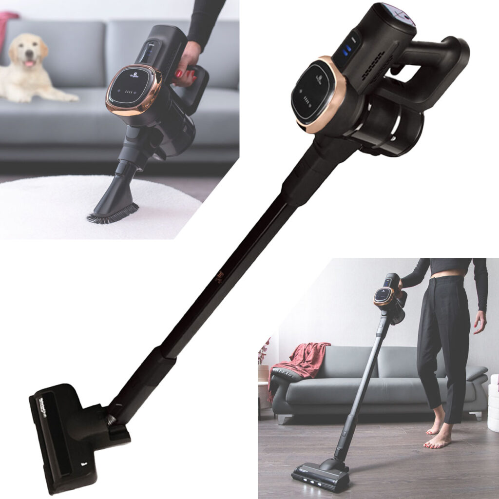 Design Akku-Staubsauger, 220 W BLDC Motor, 25,9 V Li-ION Akku, schwarz-roségold