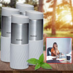 4er-Set Doppelwandiger Thermobecher, 420ml, hellgrau