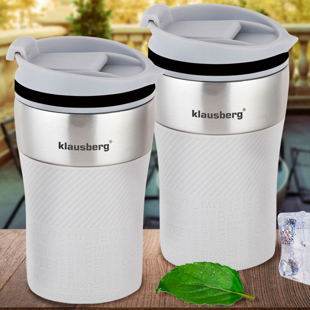 2er-Set Doppelwandiger Thermobecher, 280ml, beige