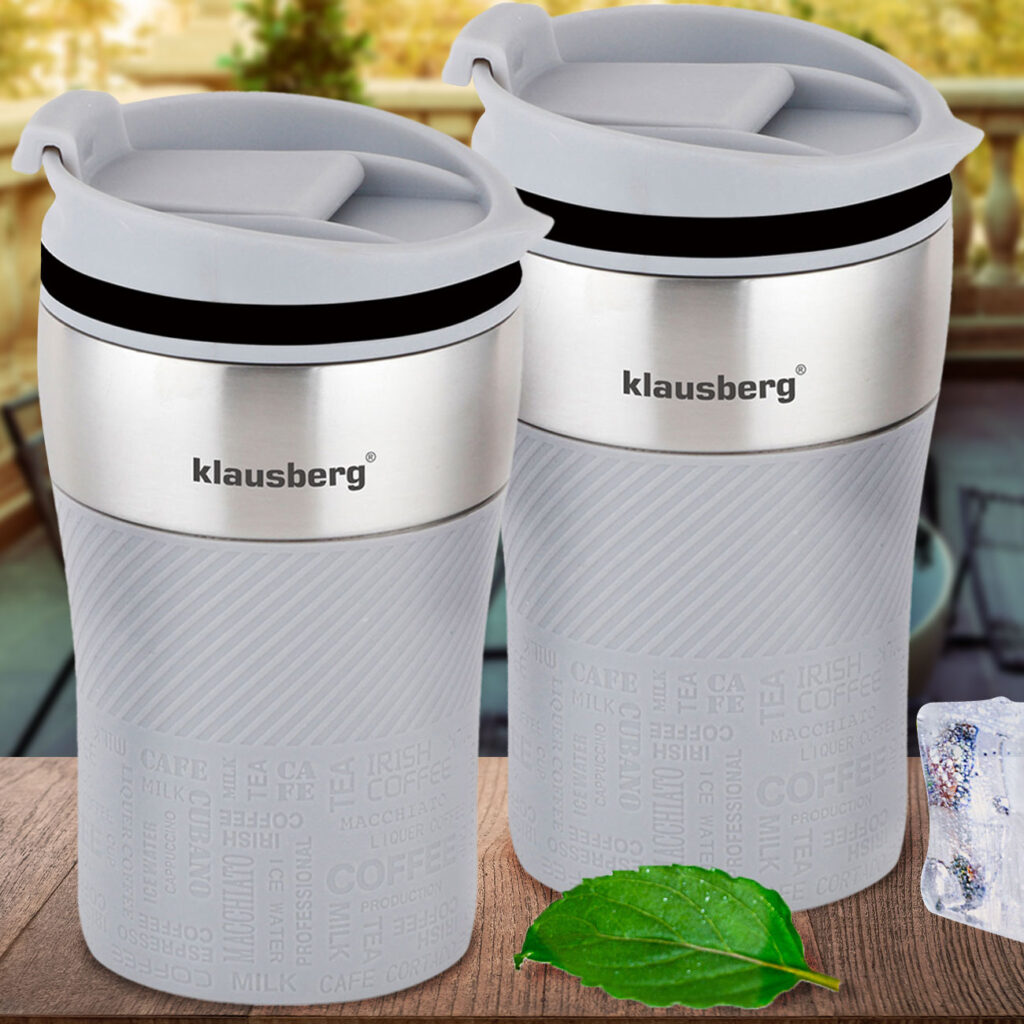 2er-Set Doppelwandiger Thermobecher, 280ml, grau 2er-Set Doppelwandiger Thermobecher, 280ml, grau