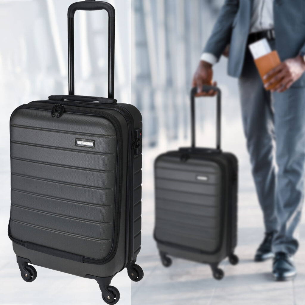 Koffer-Trolley mit TSA-Schloss, Teleskopgriff, dunkelgrau, 20 Zoll, ABS, 35 x 22 x 55,5 cm