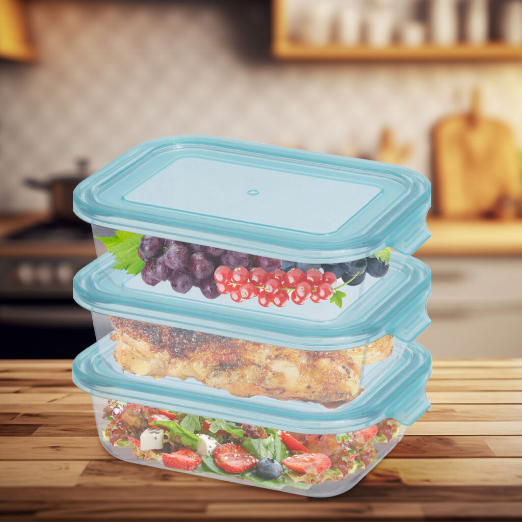 3er-Set Frischhaltedosen aus Borosilikat-Glas, Vorratsschale, je 630 ml