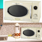 Mikrowellenherd mit Grillfunktion, Vintage-Design, beige, 1000 Watt