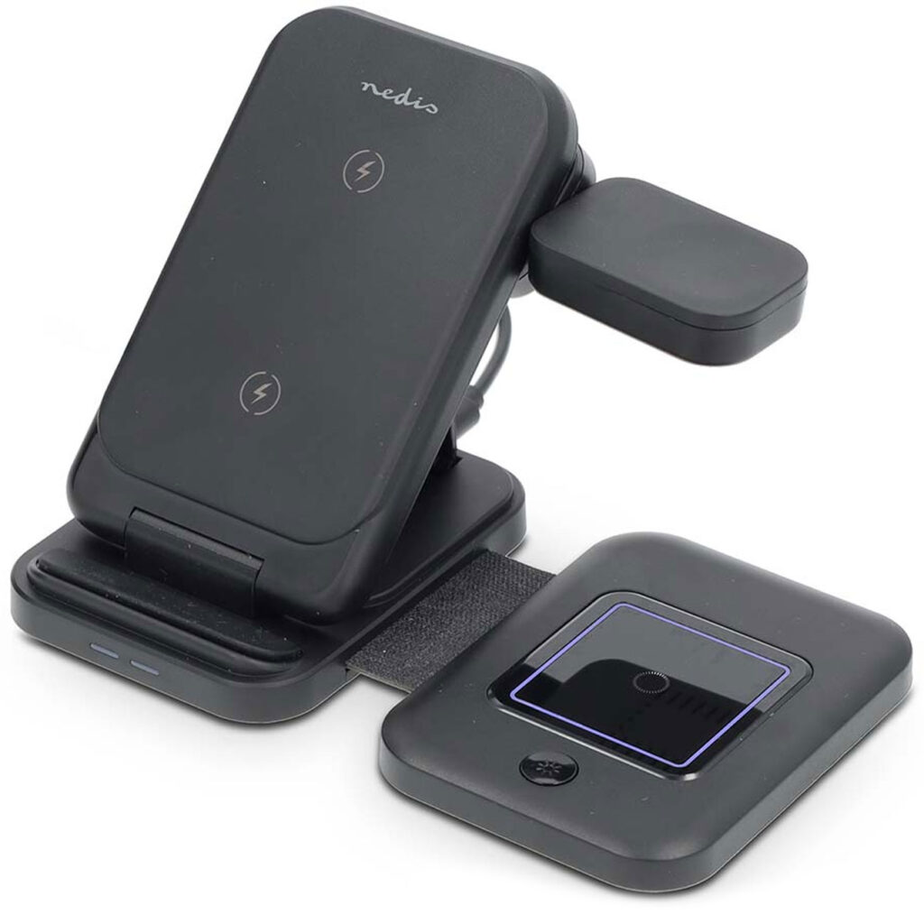 3-in-1 Ladegerät kabellos, mit LED-Anzeige, USB-A/USB-C, 15 Watt