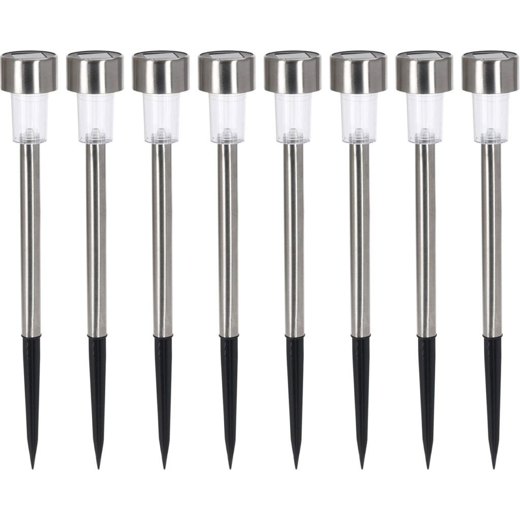 8er-Set Solar Gartenlampe aus Edelstahl, mit Erdspiess, 36,5 cm