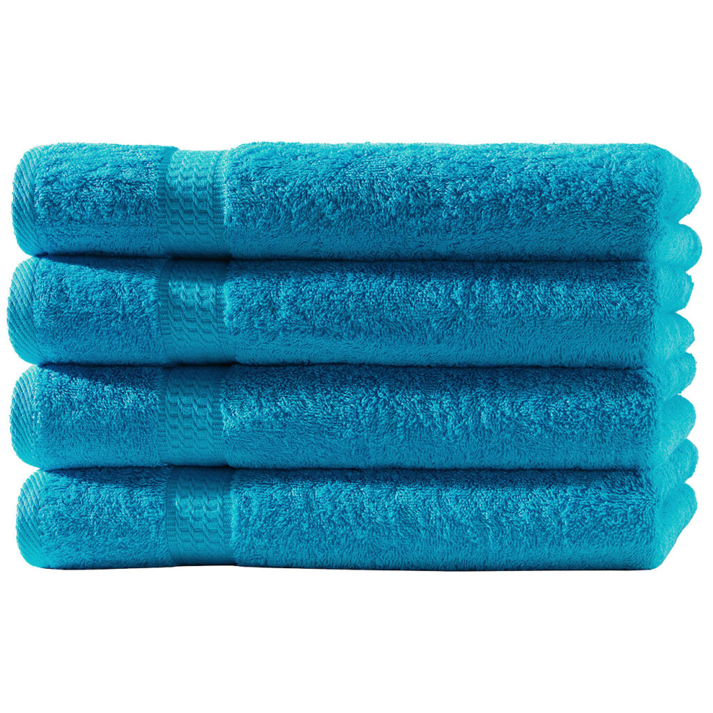4er-Set Gästetücher, 30 x 50 cm, 100% luxuriöse Baumwolle, mit 2 Bordüren, türkis