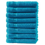8er-Set Gästetücher, 30 x 50 cm, 100% luxuriöse Baumwolle, mit 2 Bordüren, türkis