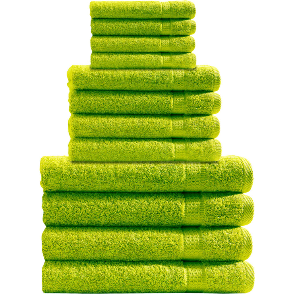 Handtuchset 12-teilig, je 4 Gäste-, Hand- und Badetücher, 100% Baumwolle, apfelgrün
