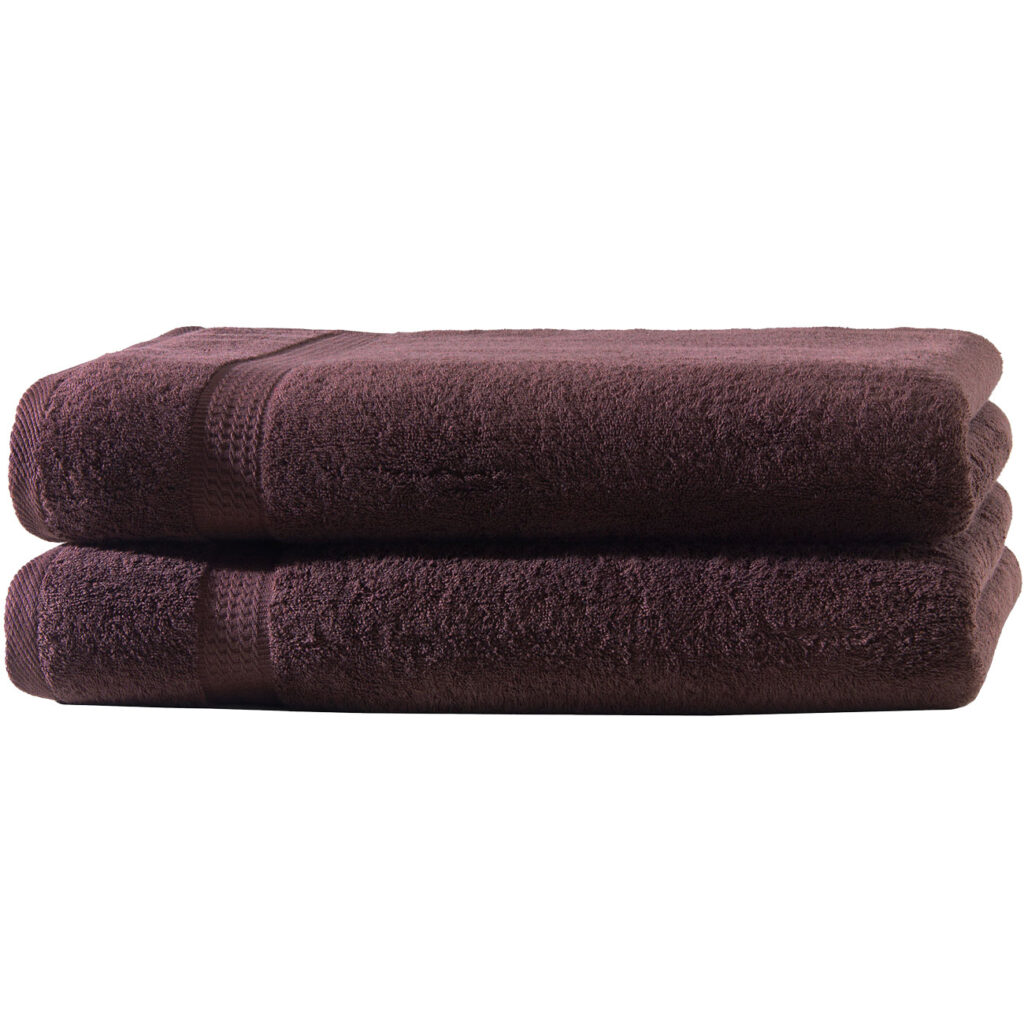 2er-Set Duschtücher, 70 x 140 cm, 100% luxuriöse Baumwolle, mit 2 Bordüren, braun