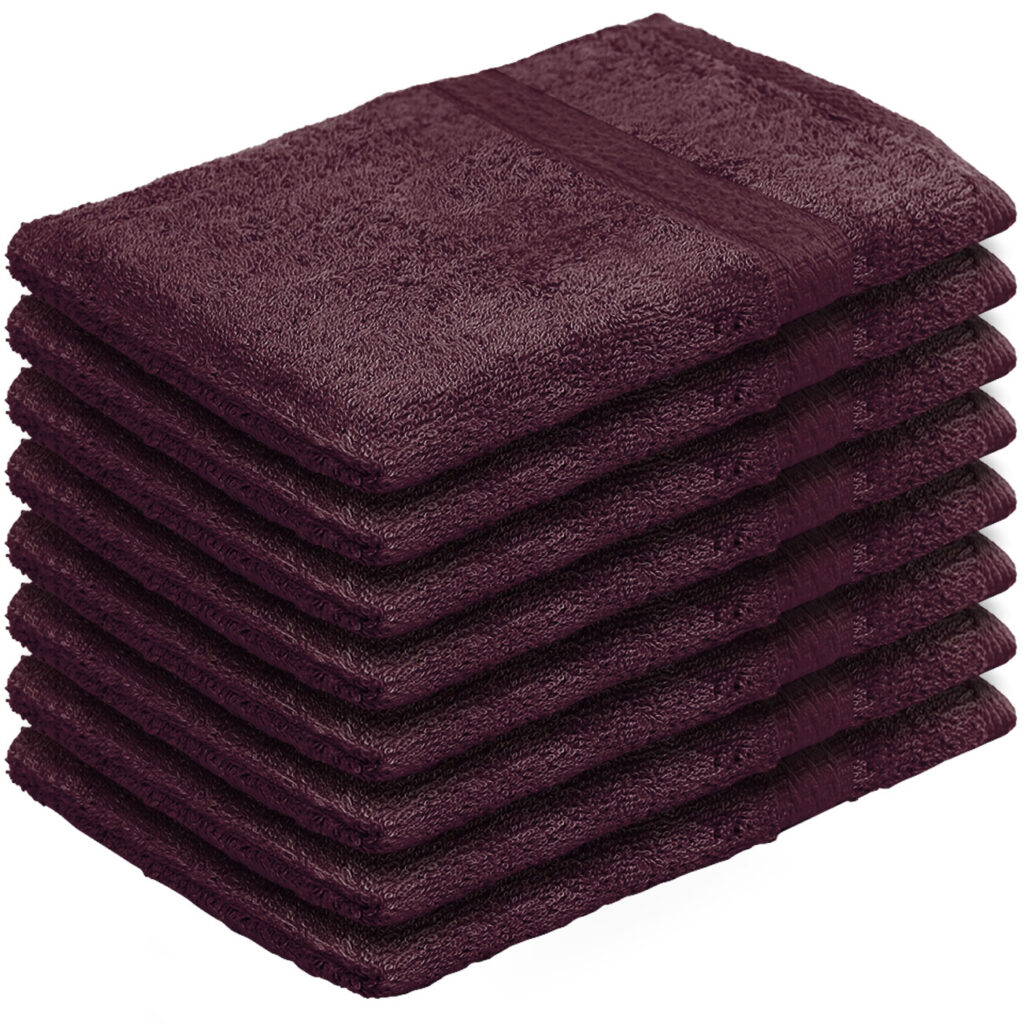 8er-Set Waschhandschuhe aus 100% Baumwolle, Frottee-Lappen mit Schlaufe, braun