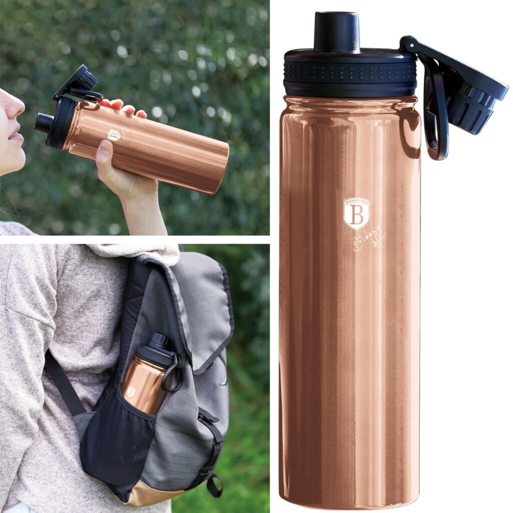 Trinkflasche, Sportflasche, 540 ml, Edelstahl, Farbe Rosé-Gold