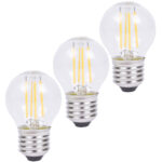 3er-Set LED-Filament-Lampe, G45, E27, 400 lm, 4 W, 2500 K, warmweiss