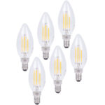 6er-Set LED-Filament-Kerzenlampe, C35, E14, 400 lm, 4 W, 2500 K, warmweiss