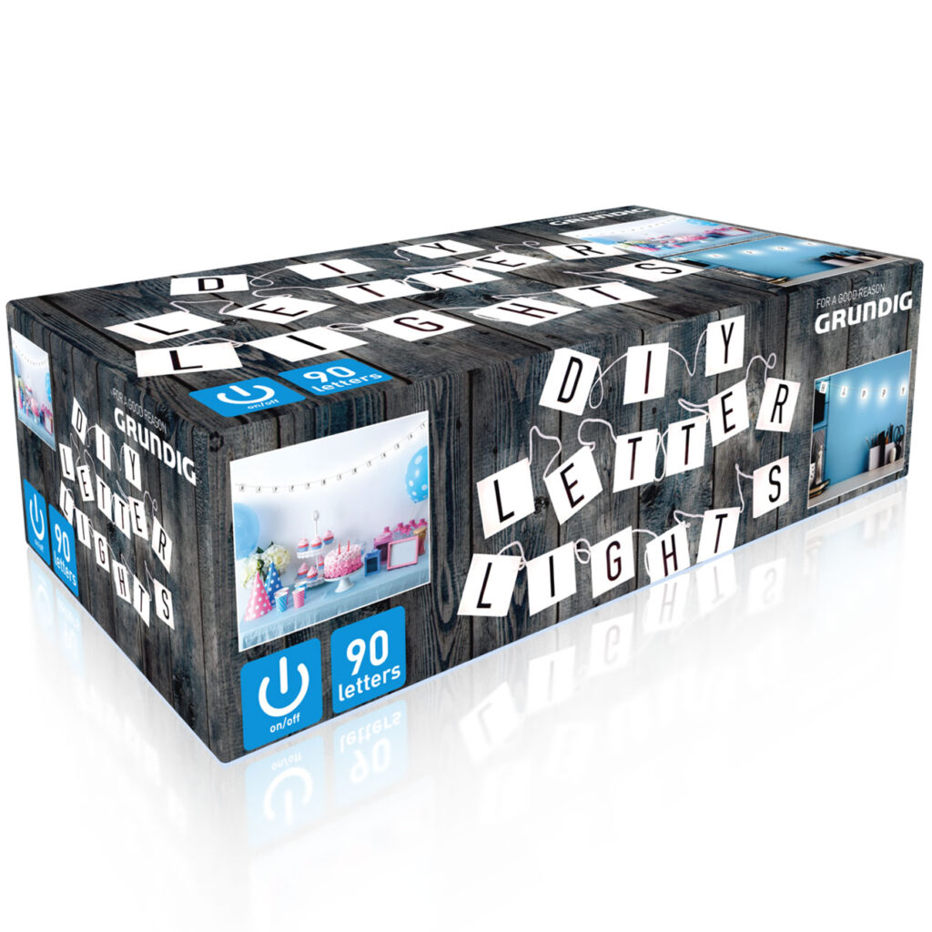 Lichterkette für individuelle Grussbotschaften, 90 Buchstaben, Zahlen & Zeichen